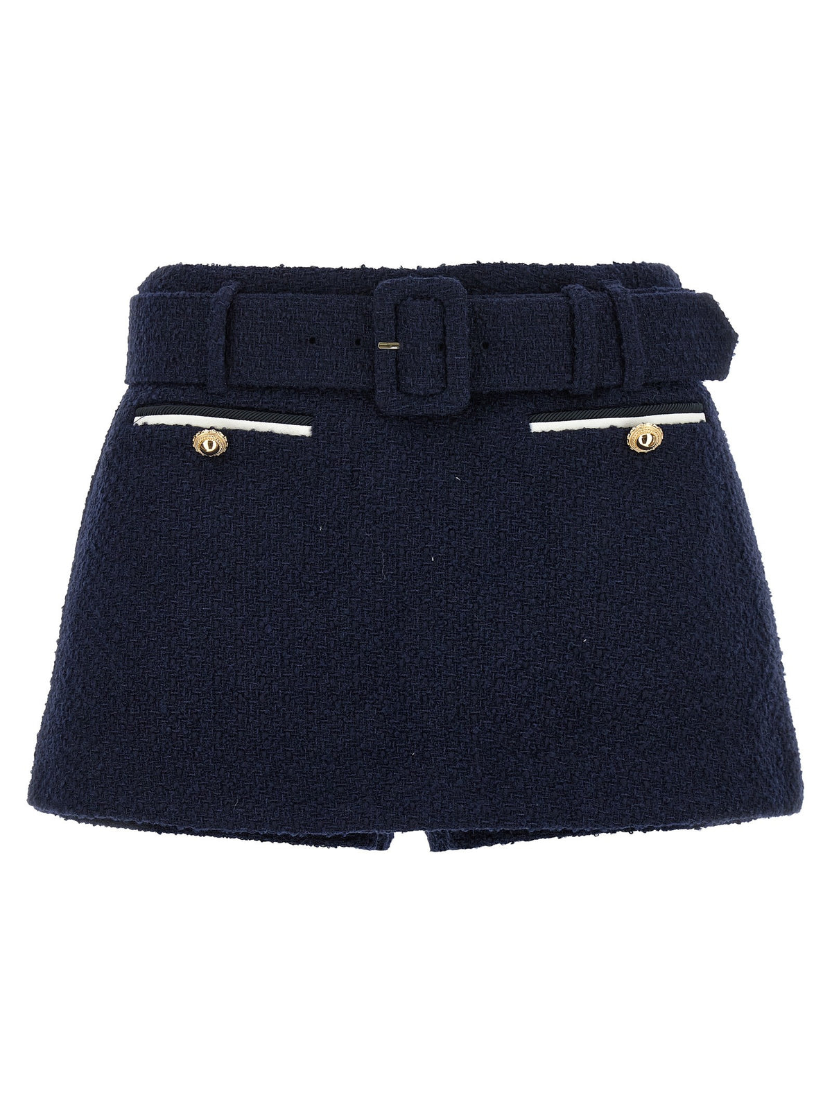 self-portrait Bouclé Wool Skort Blue