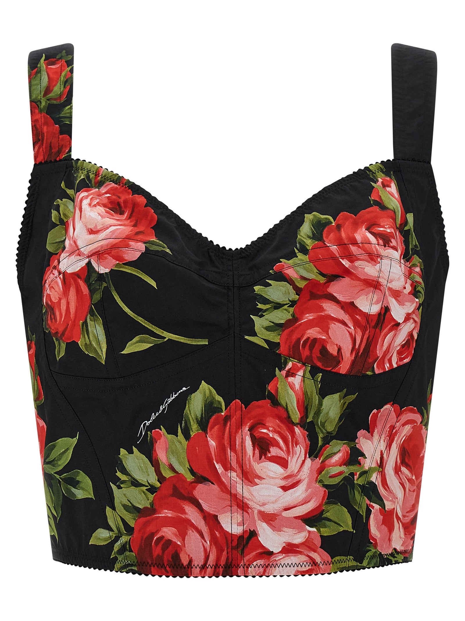 Dolce &amp; Gabbana Women's Bouquet Rose Bustier Top Black