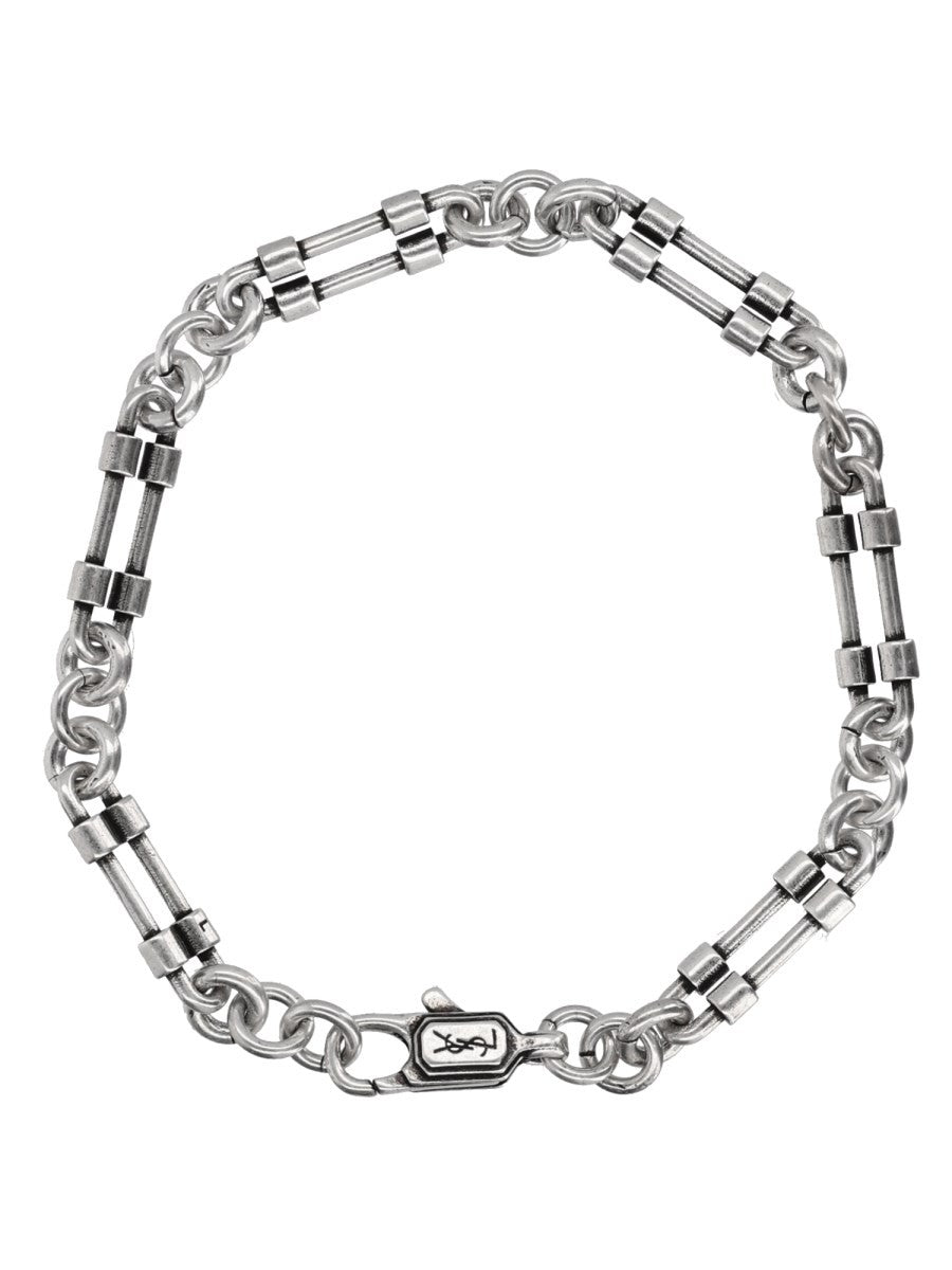 Saint Laurent Men's Bracciale Catena Con Moschettone Silver