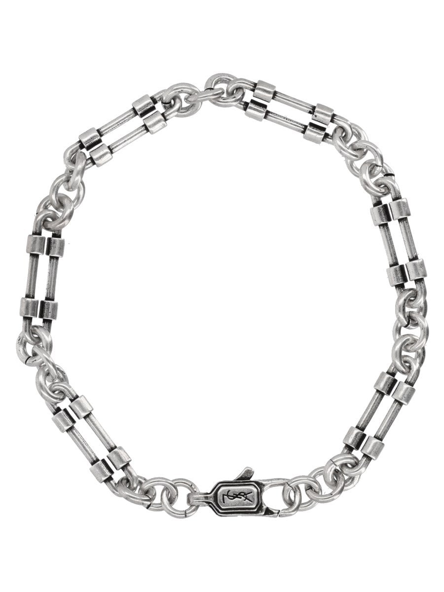 Saint Laurent Men's Bracciale Catena Con Moschettone Silver