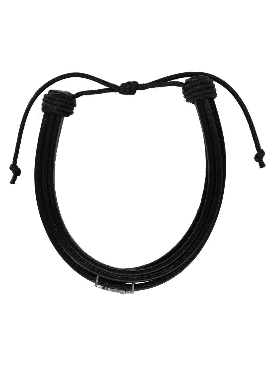 Saint Laurent Men's Bracciale Cassandre in Pelle Black