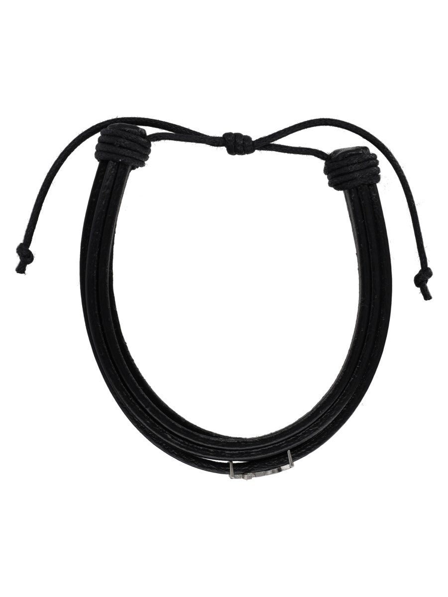 Saint Laurent Men's Bracciale Cassandre in Pelle Black
