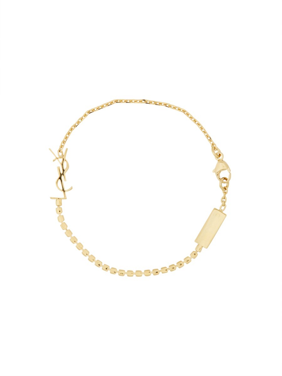 Saint Laurent Women's Bracciale Con Charm Cassandre Strass Gold