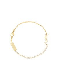 Saint Laurent Women's Bracciale Con Charm Cassandre Strass Gold