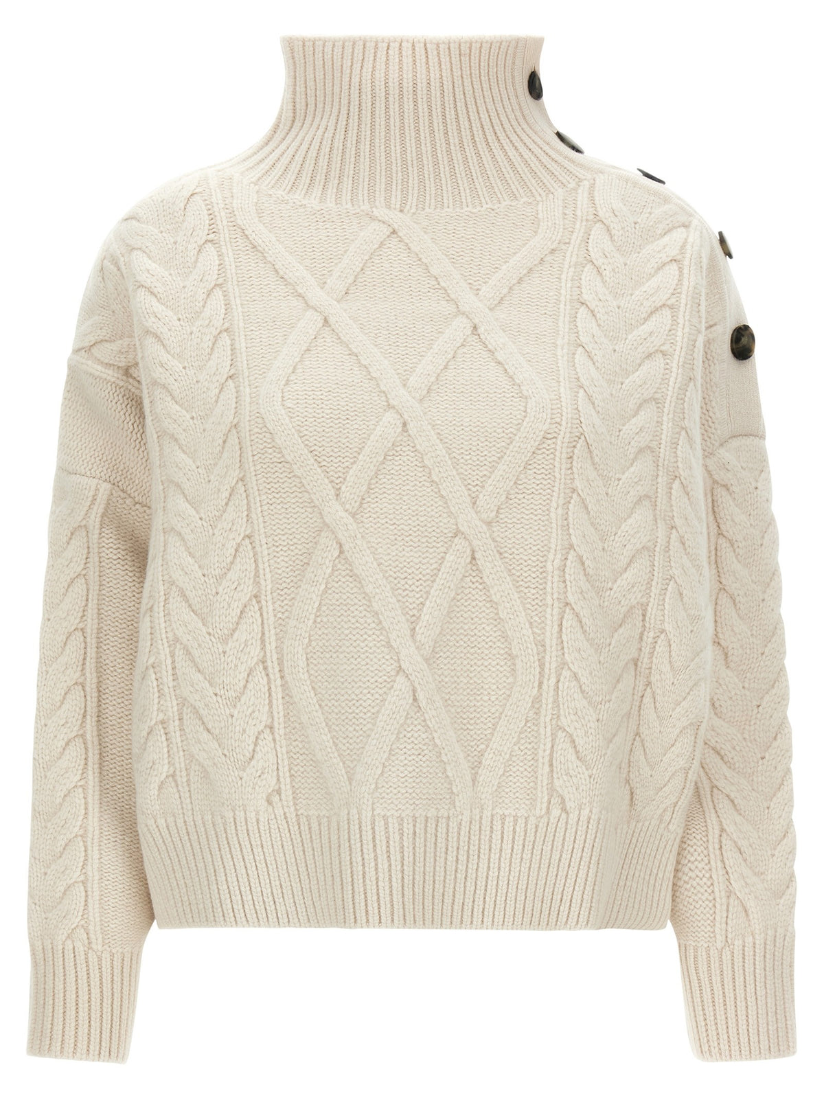 Yves Salomon Braided Sweater White