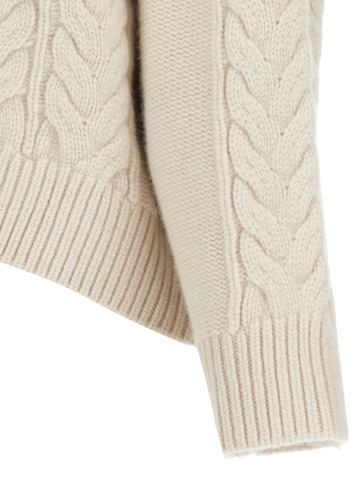 Yves Salomon Braided Sweater White