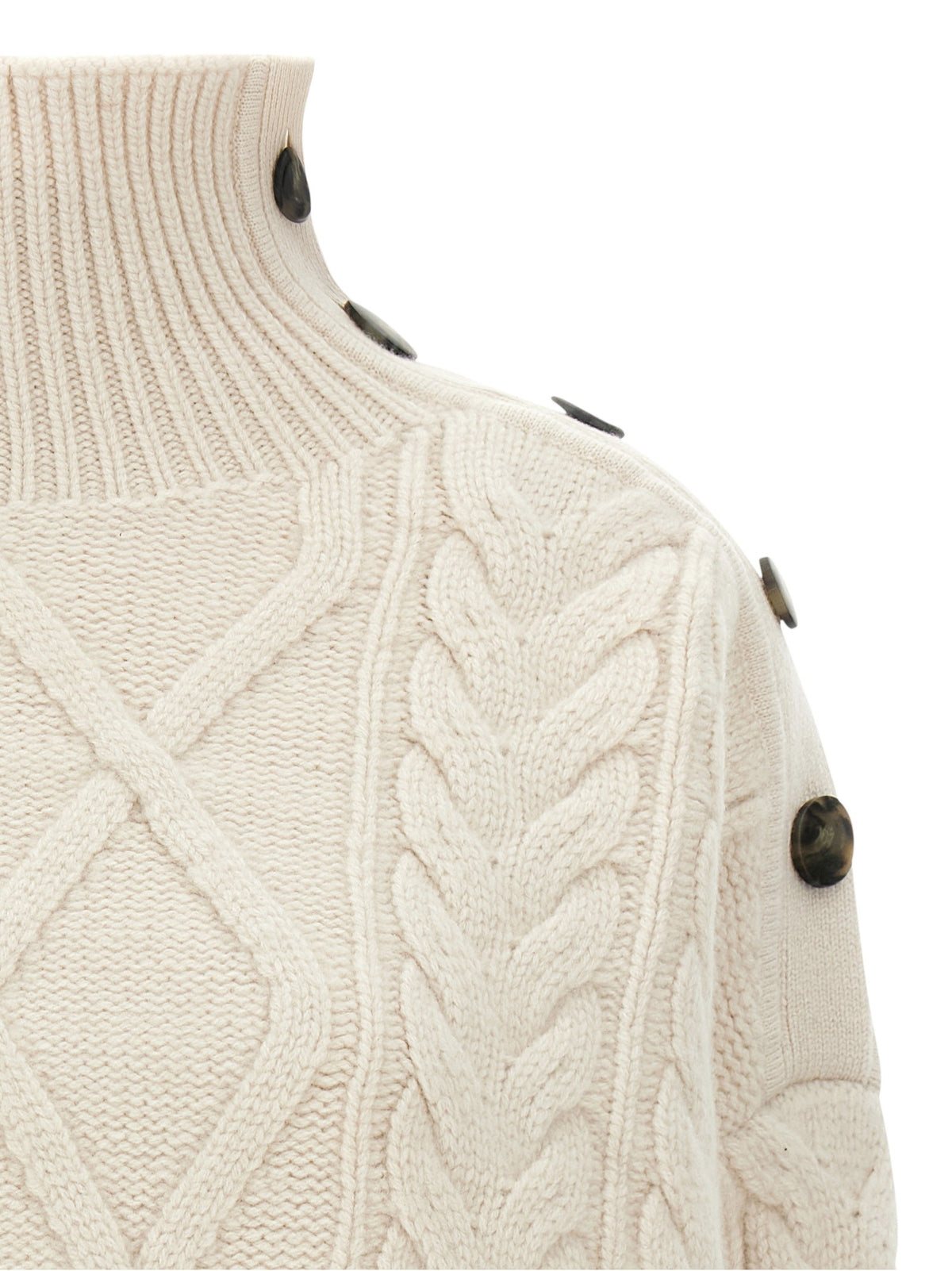 Yves Salomon Braided Sweater White