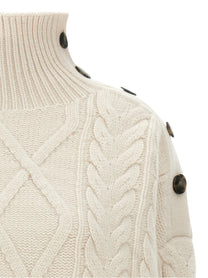 Yves Salomon Braided Sweater White