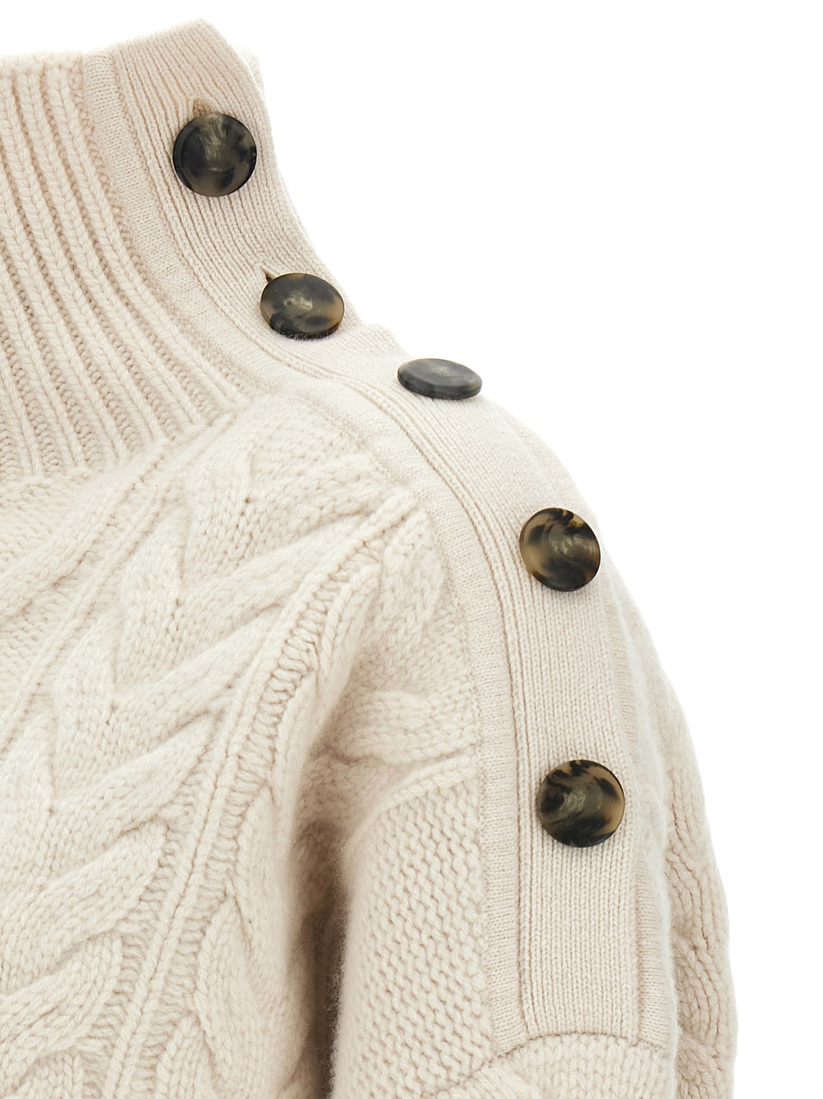 Yves Salomon Braided Sweater White