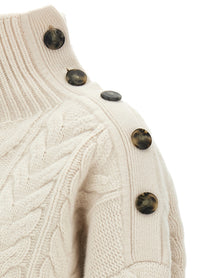 Yves Salomon Braided Sweater White