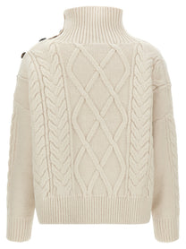 Yves Salomon Braided Sweater White