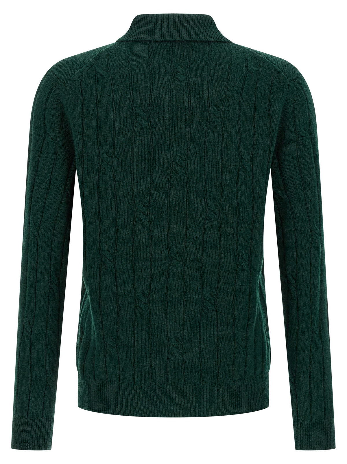 Zanone Braided Wool Polo Shirt Green