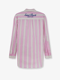 Mc2 Saint Barth Women's Brigitte Striped Cotton Shirt Blue