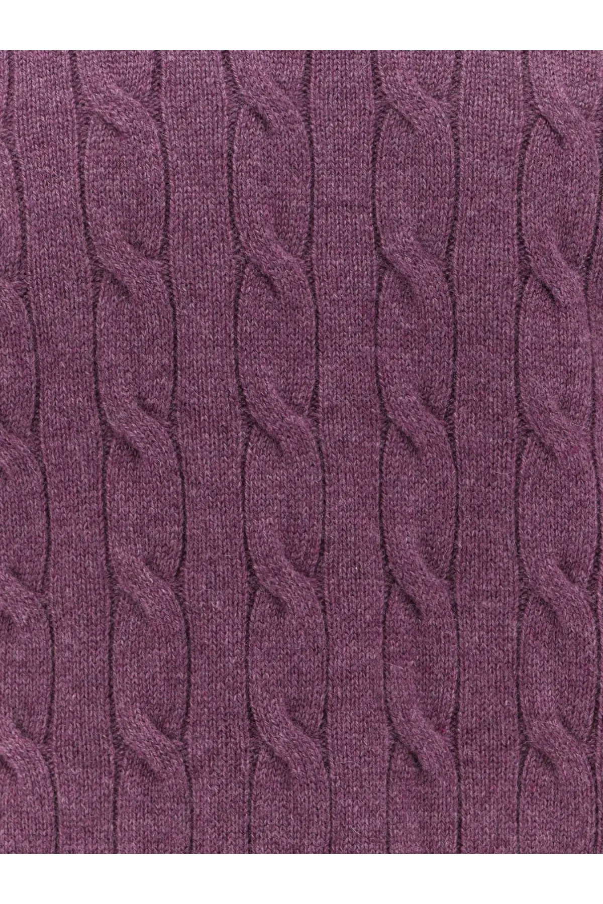 Brunello Cucinelli men’s beige cashmere sweater with purple cable knit interwoven textured pattern