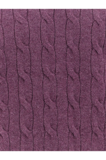 Brunello Cucinelli men’s beige cashmere sweater with purple cable knit interwoven textured pattern