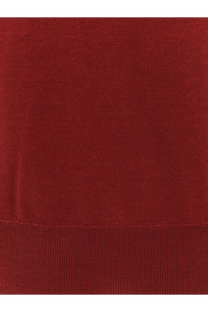 Brunello Cucinelli men’s cashmere and silk sweater in rich burgundy knit with smooth texture and ribbed hem detailing
