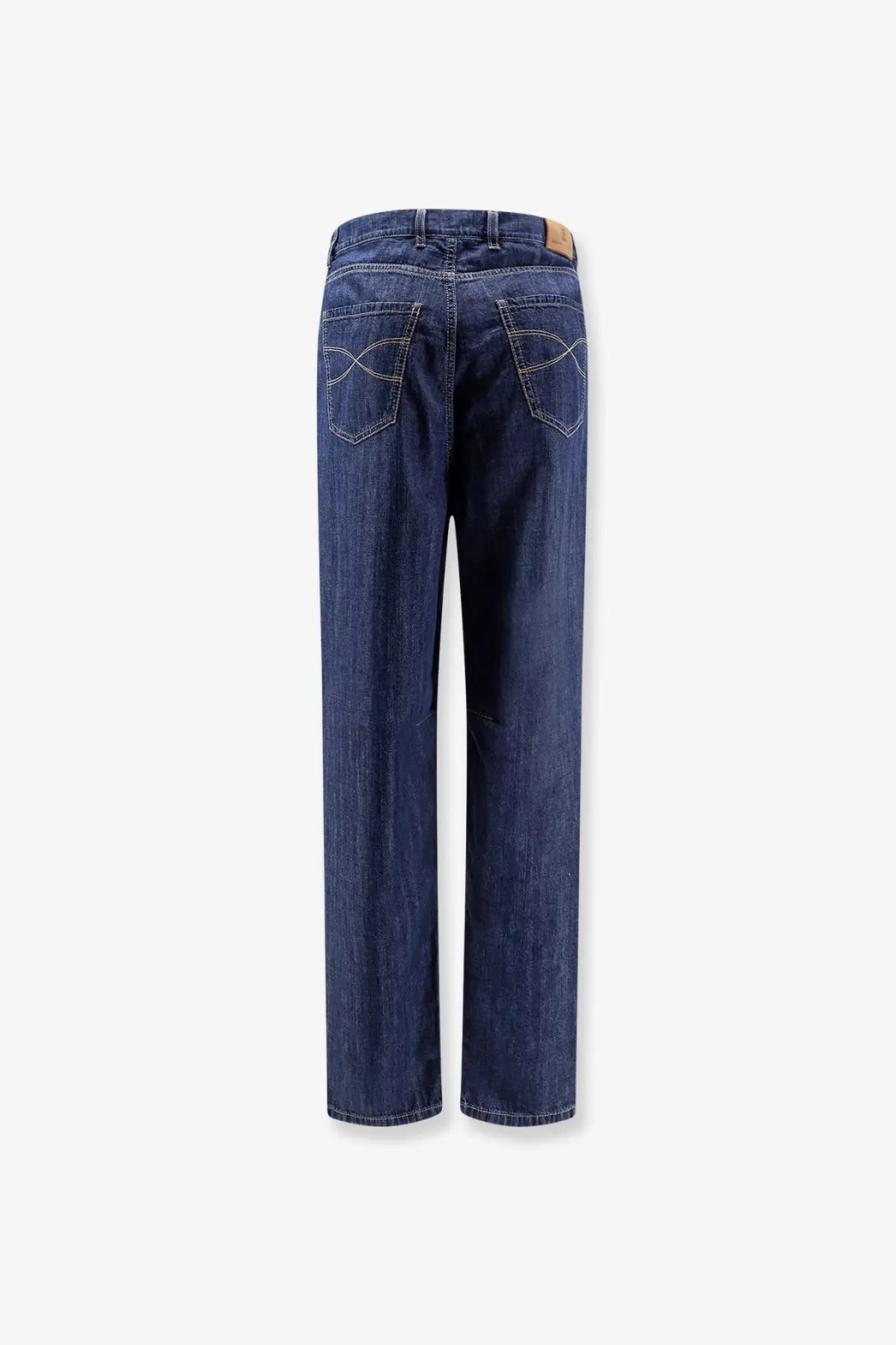 Dark blue cotton denim jeans for men by brunello cucinelli with classic straight-leg cut and subtle back pocket stitching