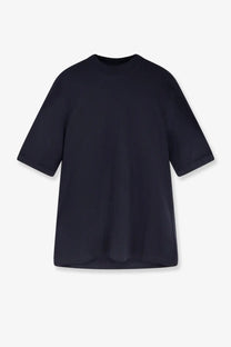 Black oversized short-sleeved cotton t-shirt with relaxed fit and crew neckline from brunello cucinelli men’s blue shirt