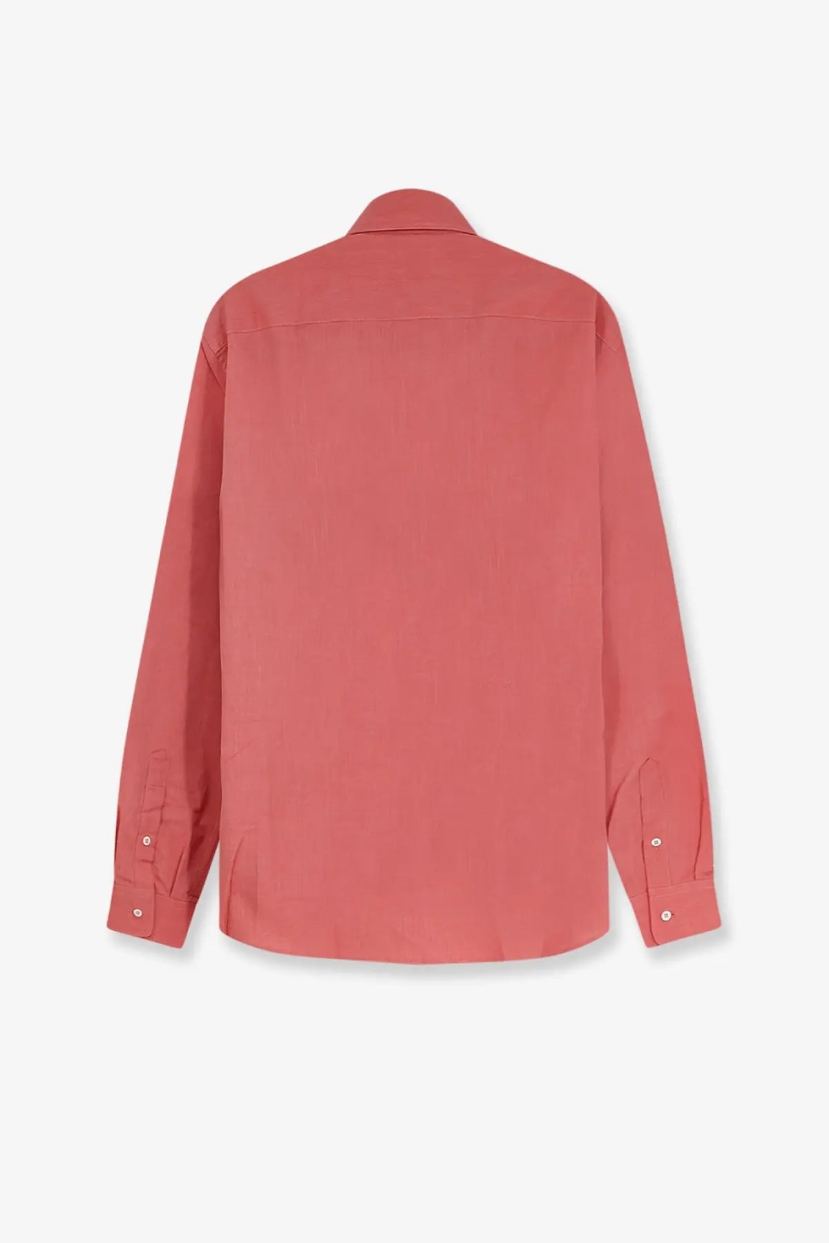 Brunello Cucinelli men’s coral cotton shirt with long sleeves classic collar and button-up front detailing