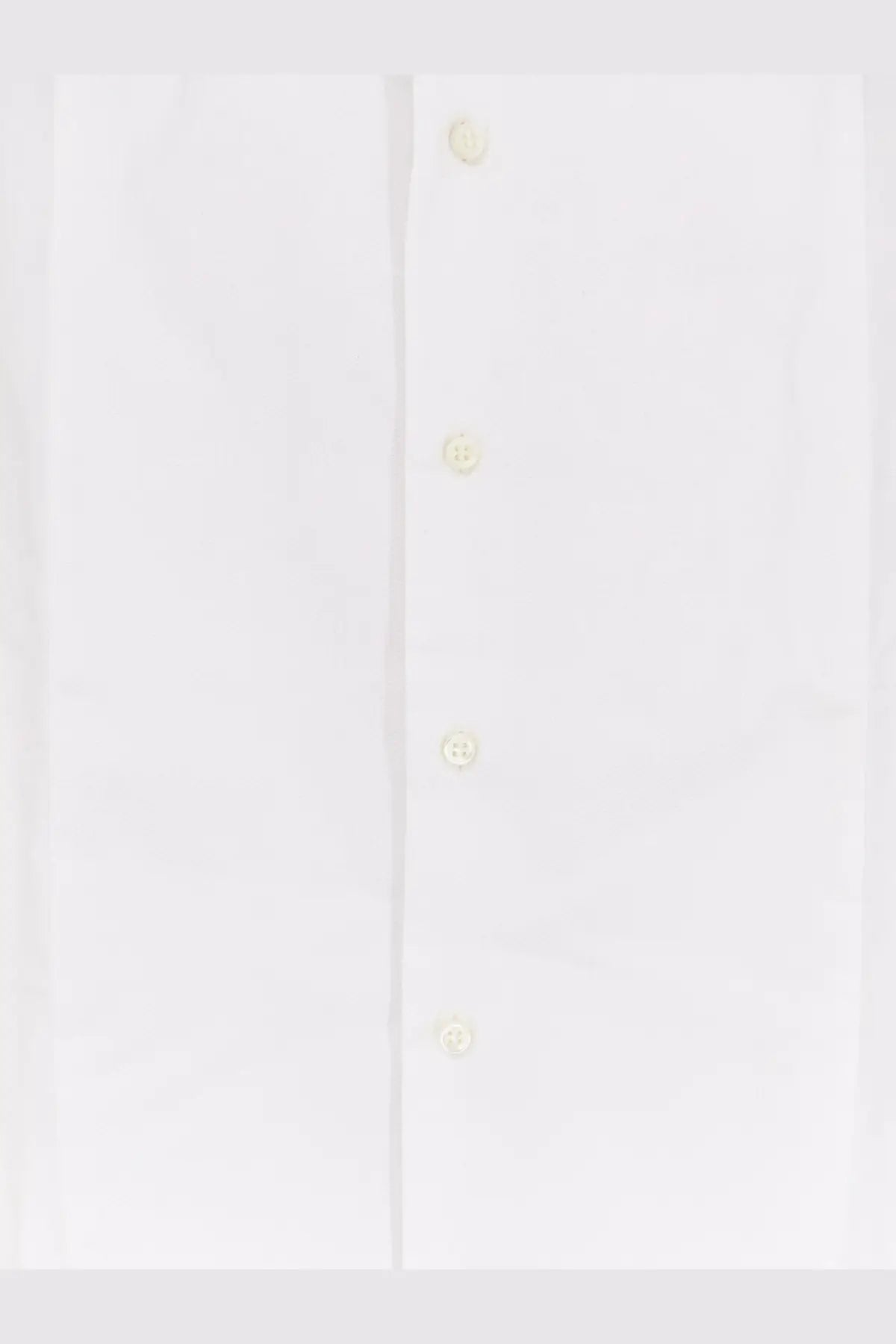 Brunello Cucinelli men’s white cotton shirt with subtle cream-colored buttons and button-down collar