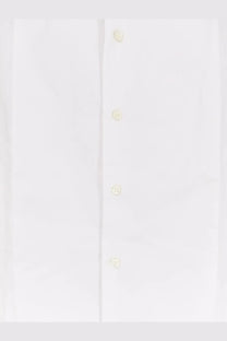 Brunello Cucinelli men’s white cotton shirt with subtle cream-colored buttons and button-down collar