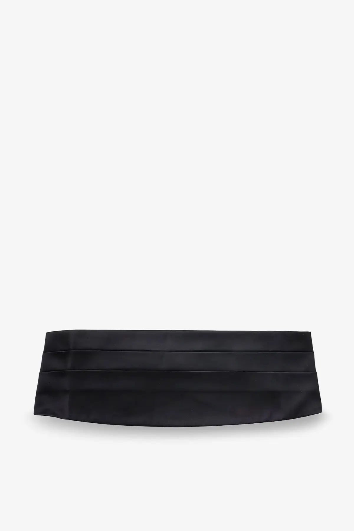 Brunello Cucinelli men’s black satin cotton and silk cummerbund with sleek pleated design for formal wear