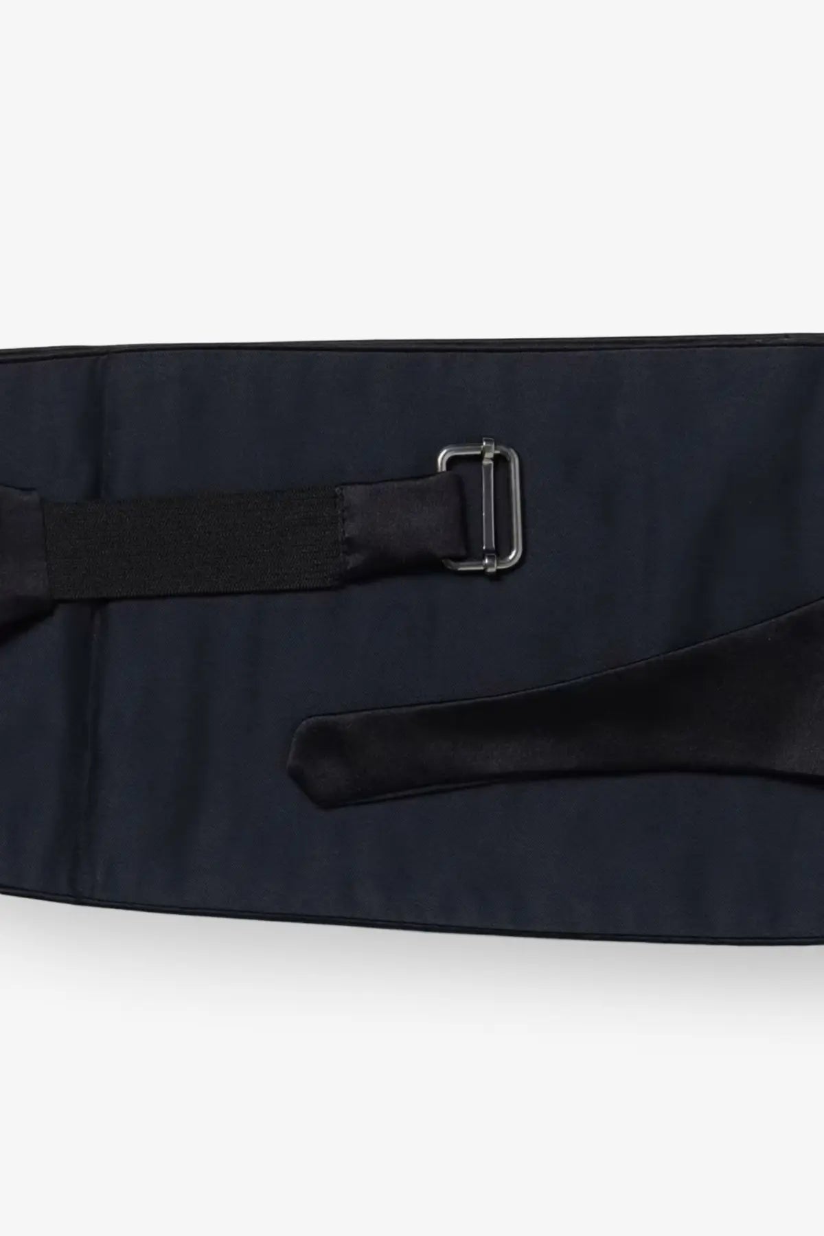 Brunello Cucinelli men’s black satin cotton and silk cummerbund with silver-toned buckle and adjustable strap