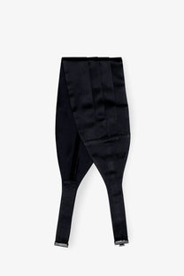 Black satin bow tie with metallic clasps featured with brunello cucinelli men’s cotton and silk cummerbund notte
