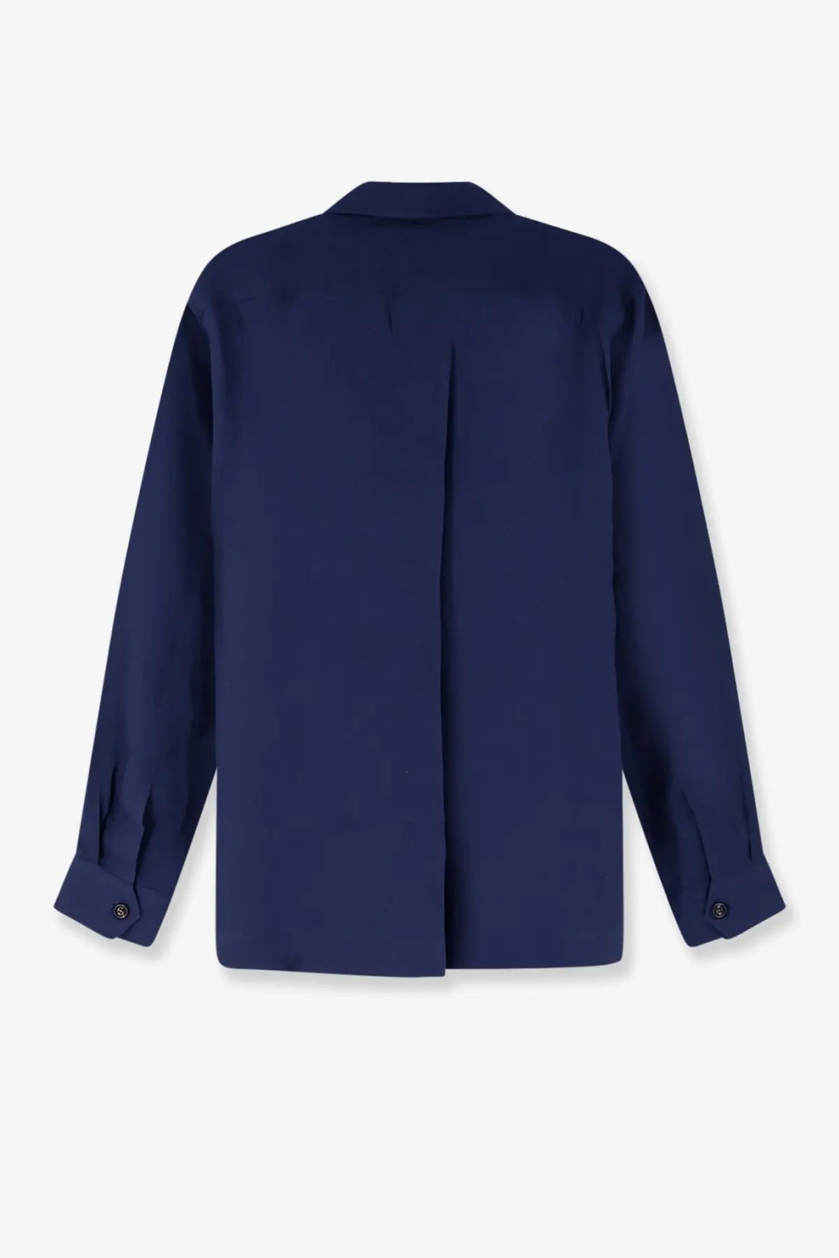 Brunello Cucinelli men’s navy blue easy fit linen shirt with classic collar and buttoned cuffs