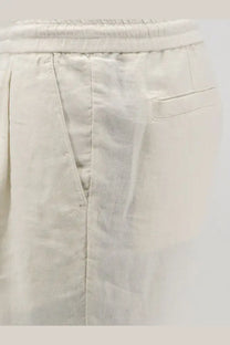 Beige linen trousers with a relaxed fit and subtle pleats by brunello cucinelli men in linen bermuda shorts white collection