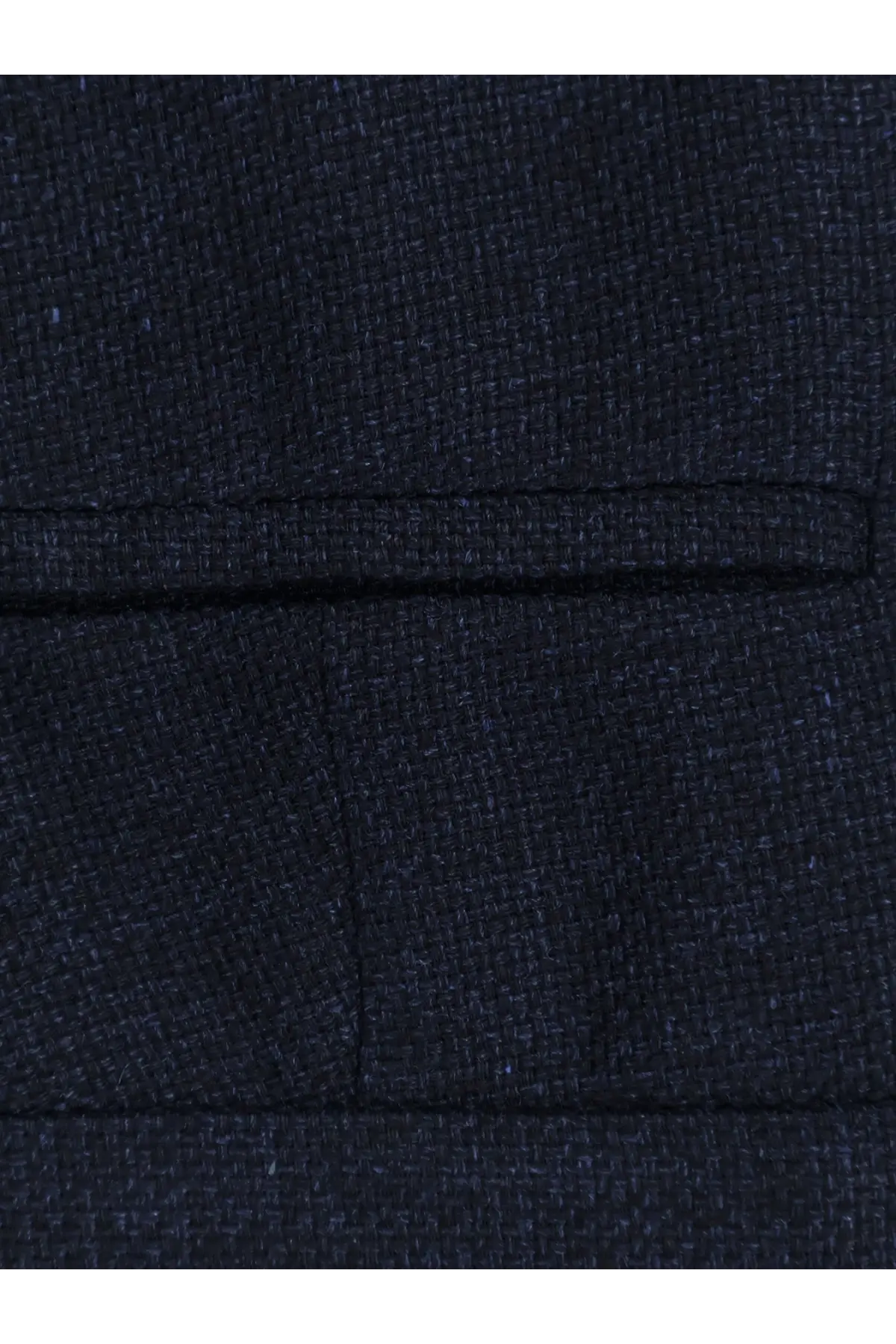 Brunello Cucinelli men’s dark navy wool blazer with subtle textured weave and single welt pocket in linen wool suit blue