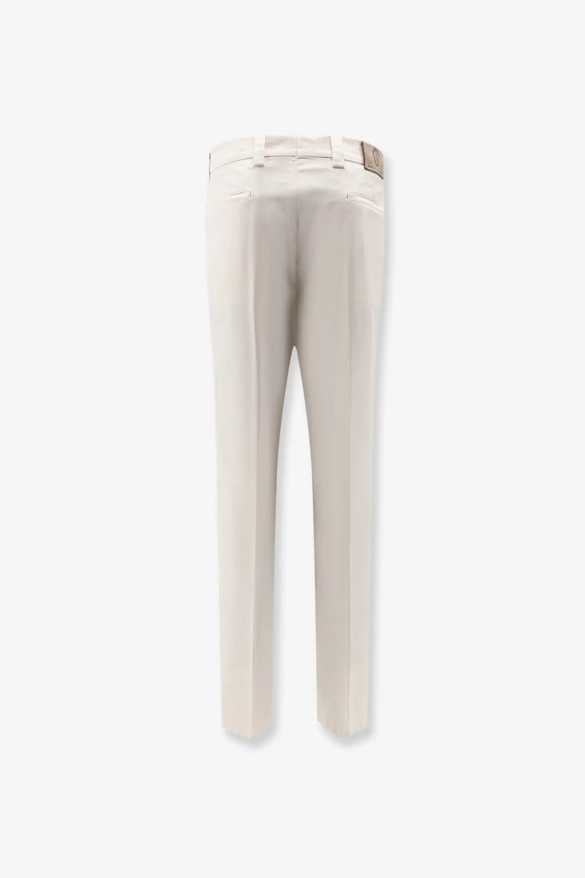 Brunello cucinelli men’s stretch cotton trousers in cream with tailored straight-leg cut and subtle waistband pleats