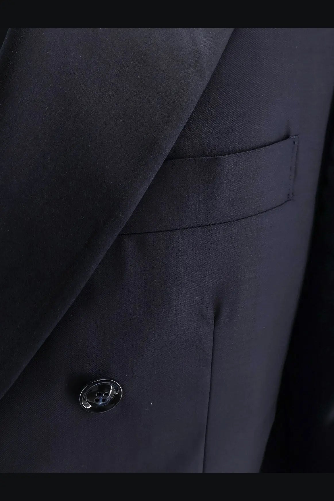 Brunello Cucinelli men’s blue tuxedo jacket in virgin wool and silk with subtle textured weave and silver button