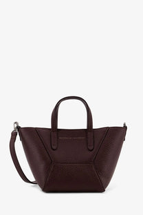 Brunello Cucinelli women’s bc duo structured burgundy leather tote bag with textured surface and silver hardware