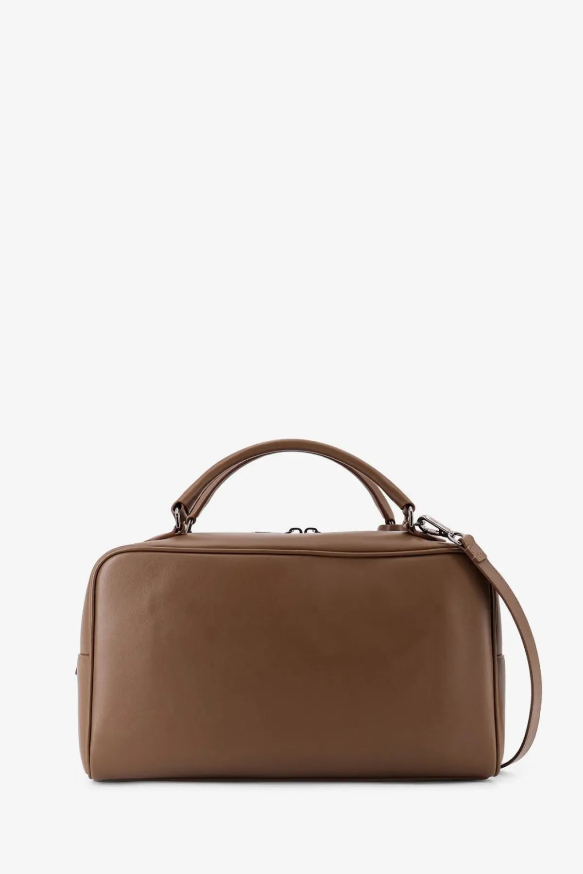 Brunello cucinelli women’s boston explorer green leather crossbody bag with brown leather satchel top handle and strap