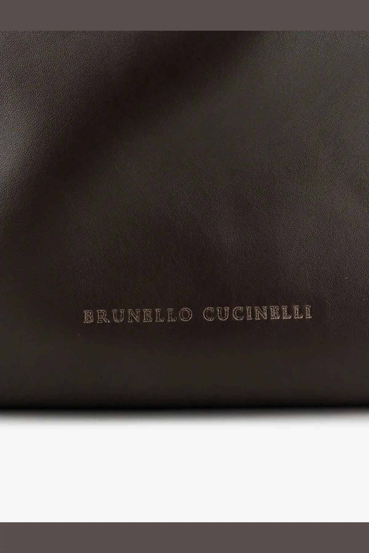 Black leather clutch with embossed brunello cucinelli branding from brunello cucinelli women’s bucket mellow leather shoulder bag gold