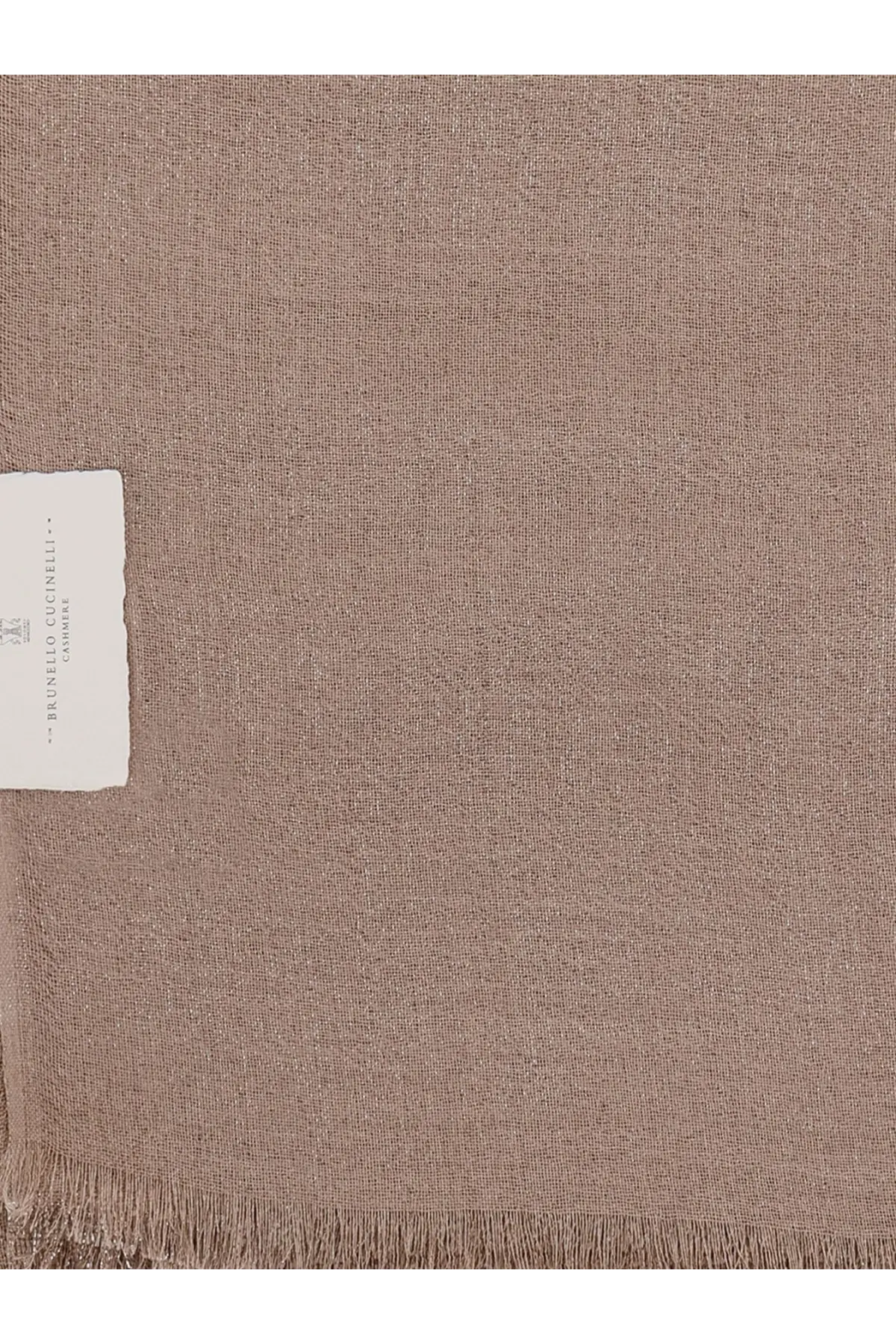 Brunello Cucinelli women’s cashmere and silk blend scarf in dusty rose with fine woven texture and fringed edges