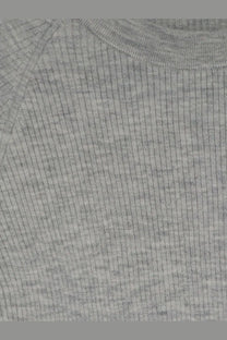 Brunello cucinelli women’s heather gray ribbed knit t-shirt with crew neck in cashmere and viscose blend lurex