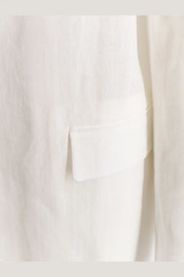 Brunello cucinelli women’s white cotton blazer pocket with subtle textured weave and tailored stitching