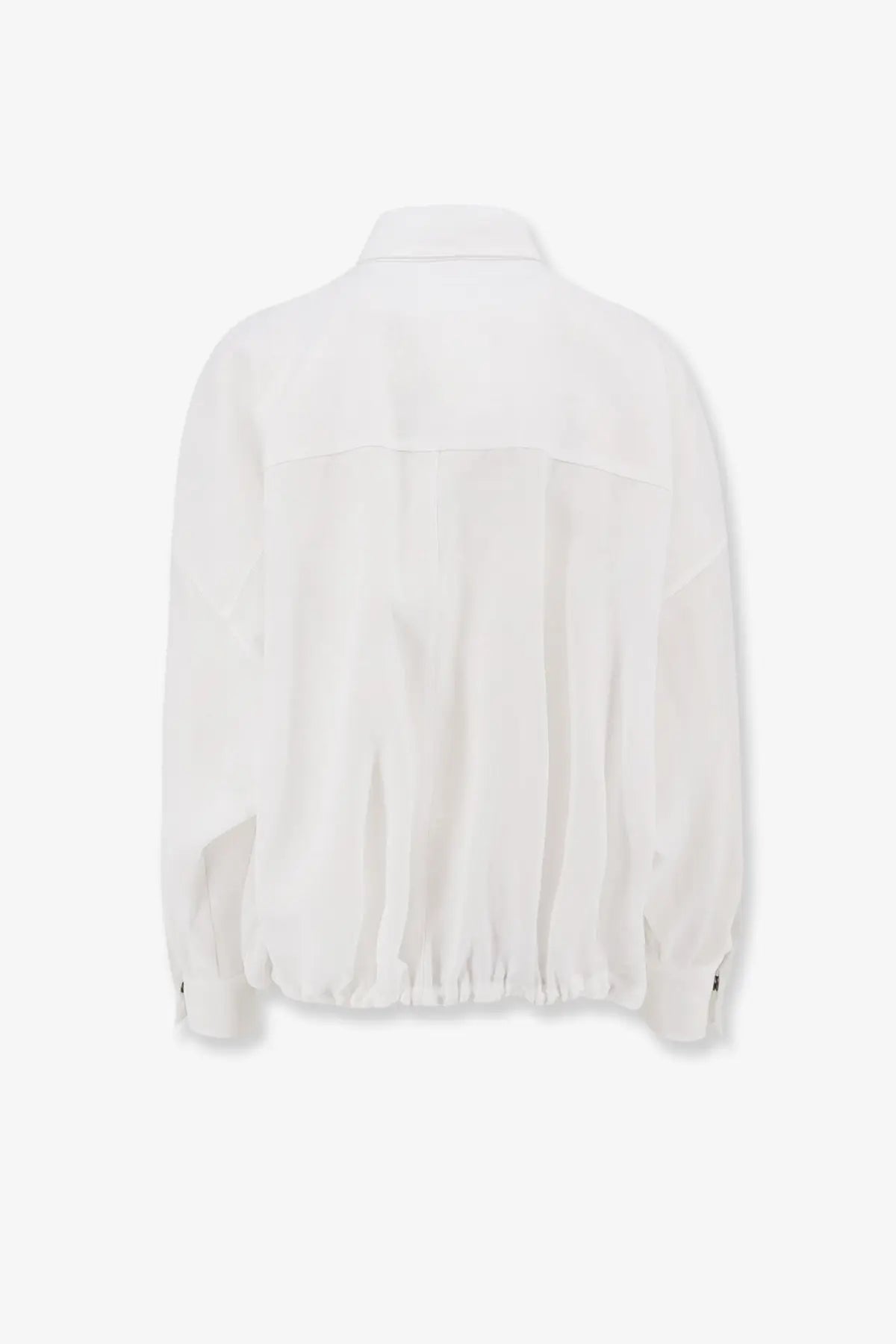 Brunello Cucinelli women’s white cotton shirt with sheer relaxed fit and elasticated cuffs