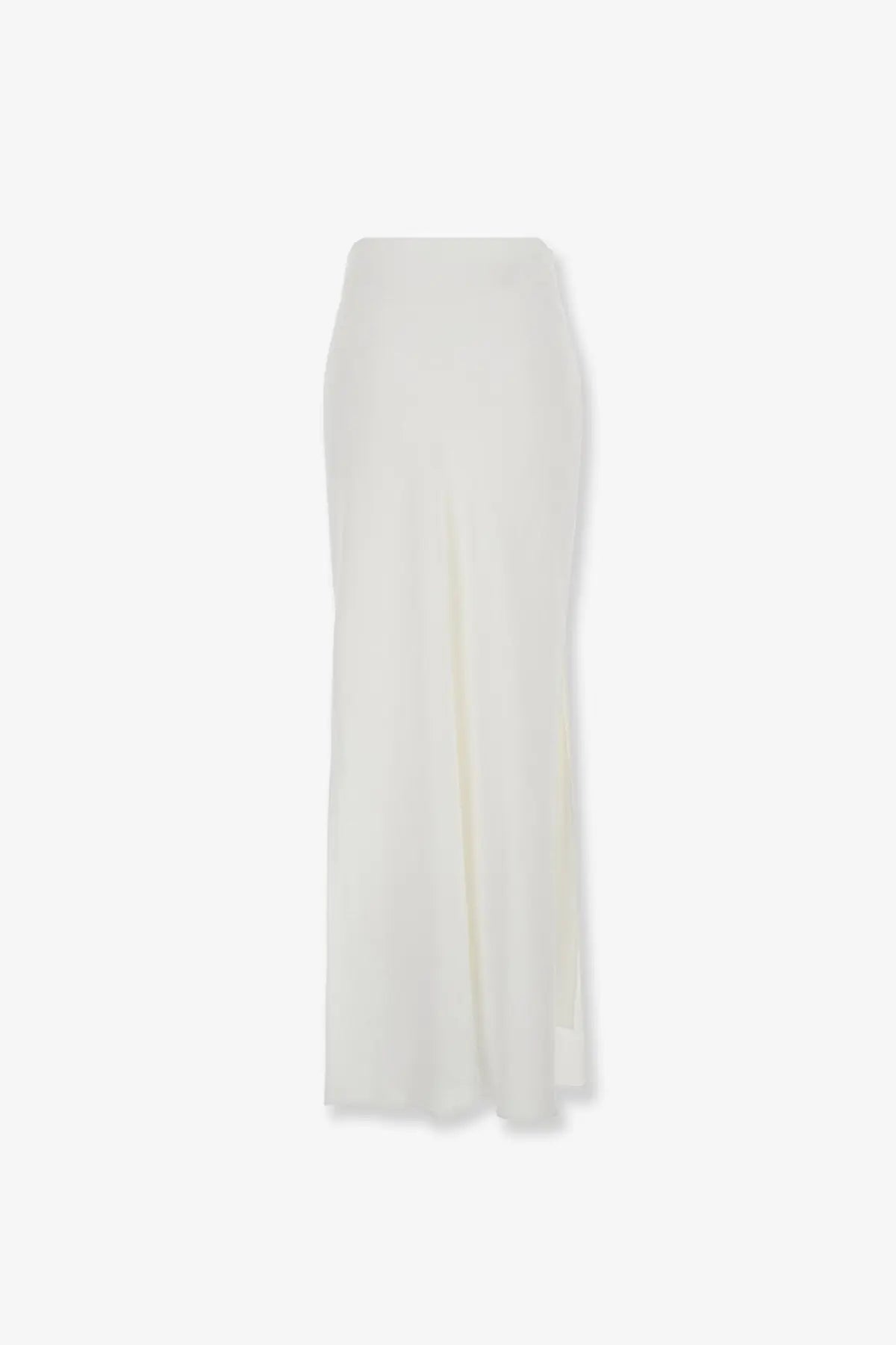 Brunello cucinelli women’s satin long skirt white flowing white silk midi skirt with high waist and side slit