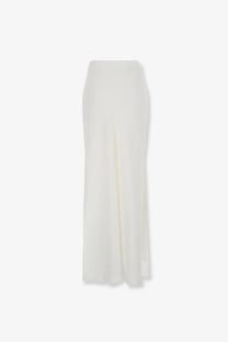 Brunello cucinelli women’s satin long skirt white flowing white silk midi skirt with high waist and side slit