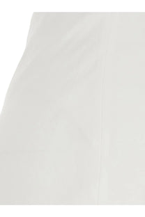 Brunello Cucinelli women’s satin long skirt in white featuring smooth fabric with subtle sheen and central vertical seam