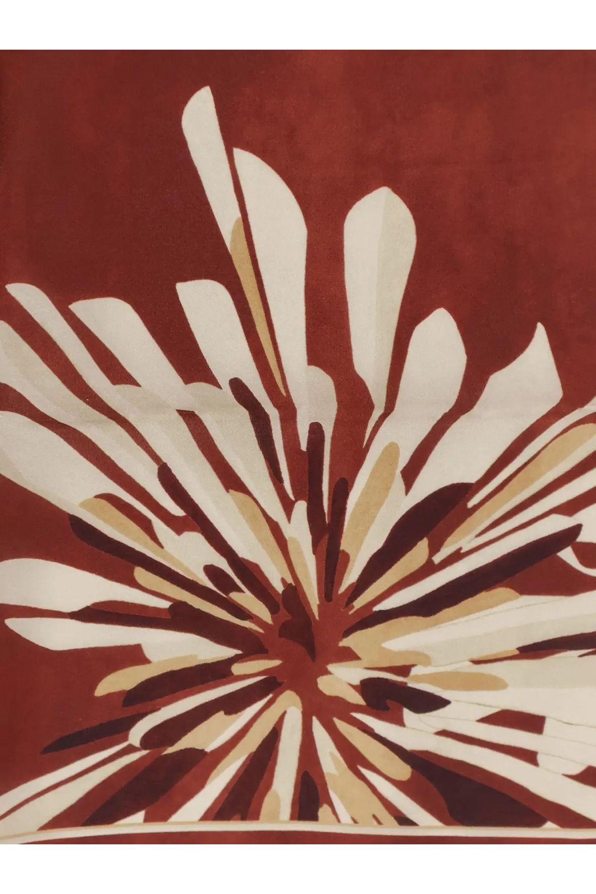 Brunello cucinelli womens silk foulard red with bold cream and burgundy floral pattern on rich red fabric background