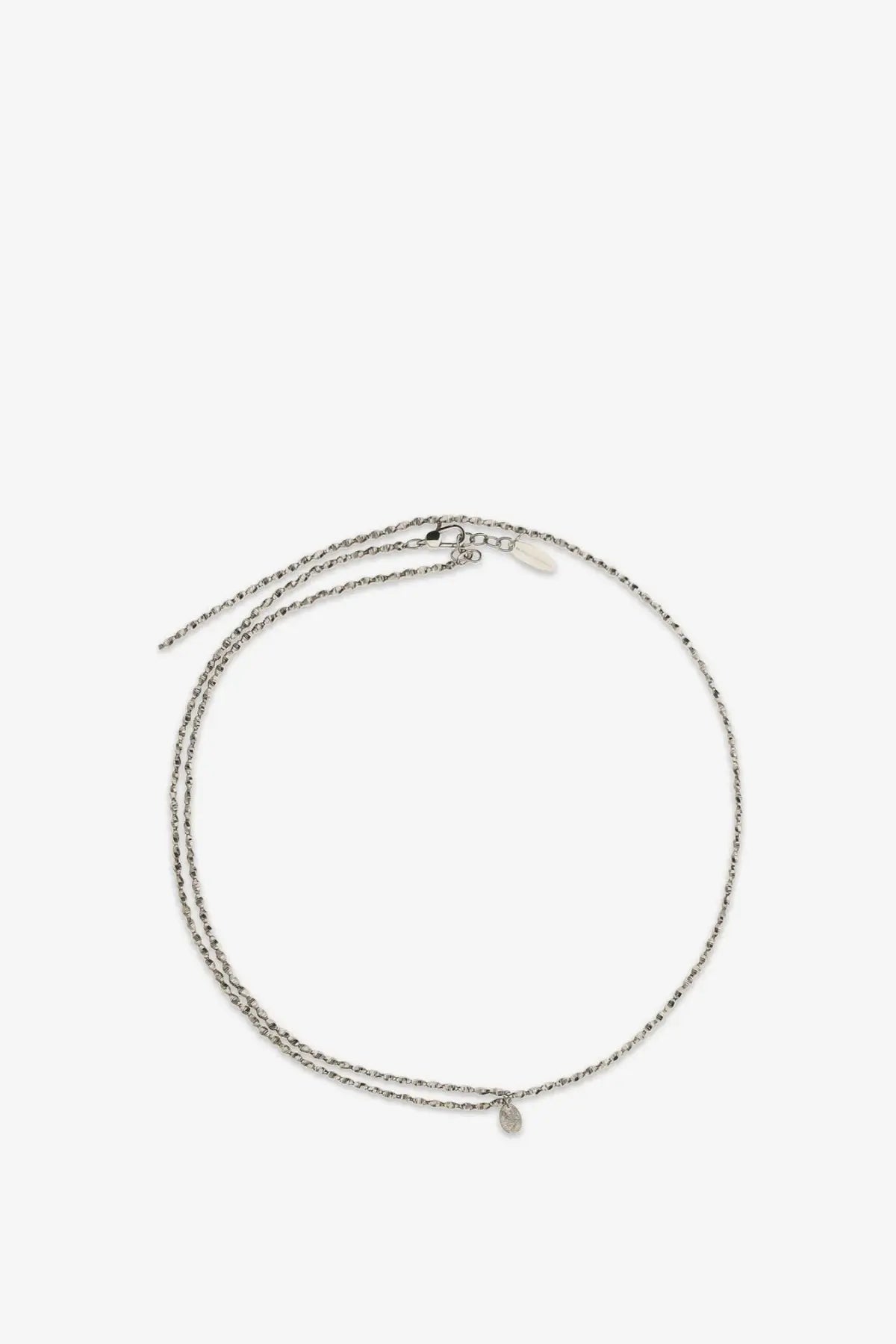 Brunello cucinelli women’s silver necklace featuring a silver-toned double-strand chain with a delicate leaf pendant