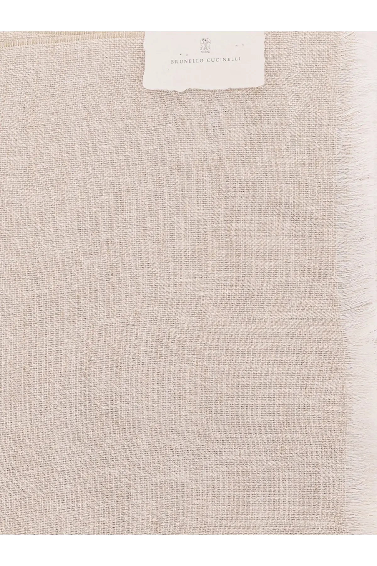 Brunello Cucinelli women’s sparkling linen scarf in beige textured linen fabric for elegant style and comfort
