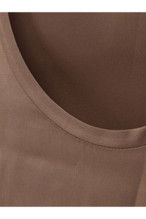 Brunello cucinelli women’s stretch silk tank top in soft taupe satin with smooth texture and stitched neckline