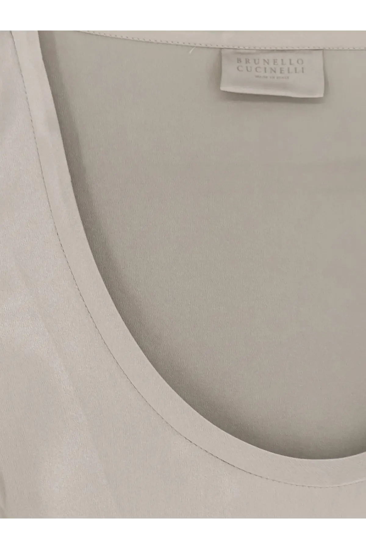 Brunello Cucinelli women’s soft off-white stretch silk tank top with a smooth minimalist design