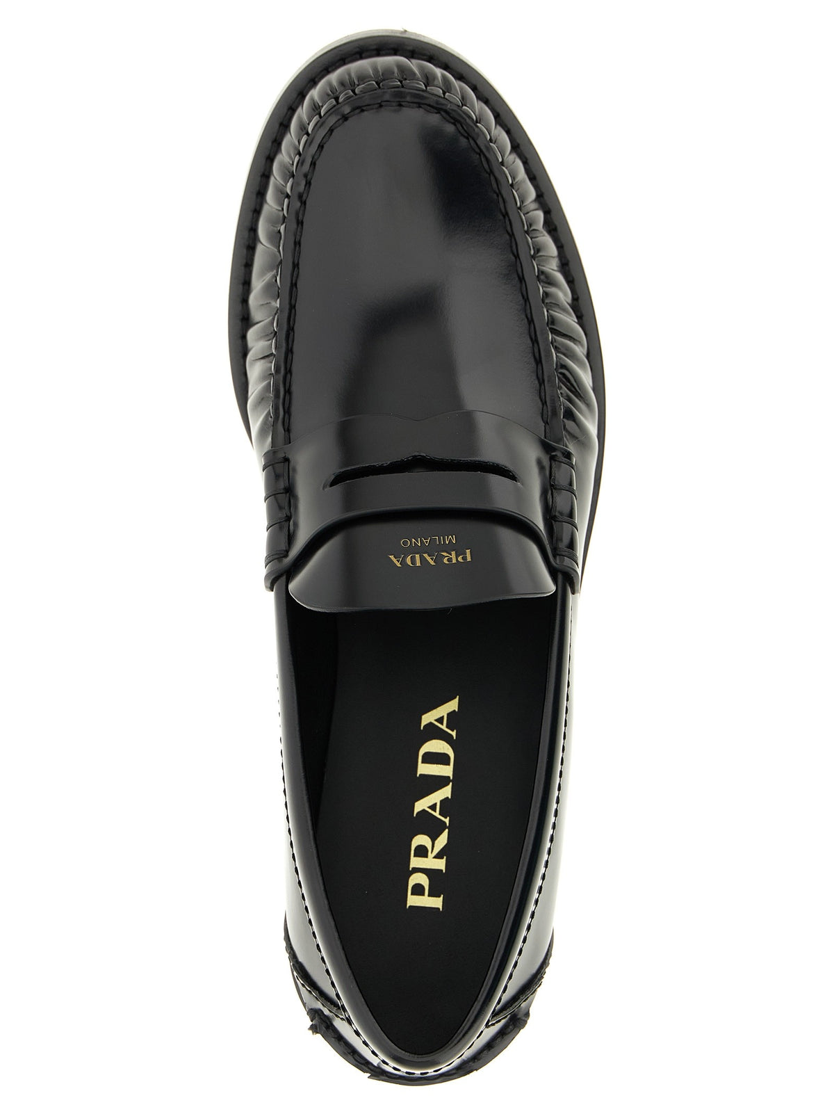 PRADA Brushed Leather Loafers Black