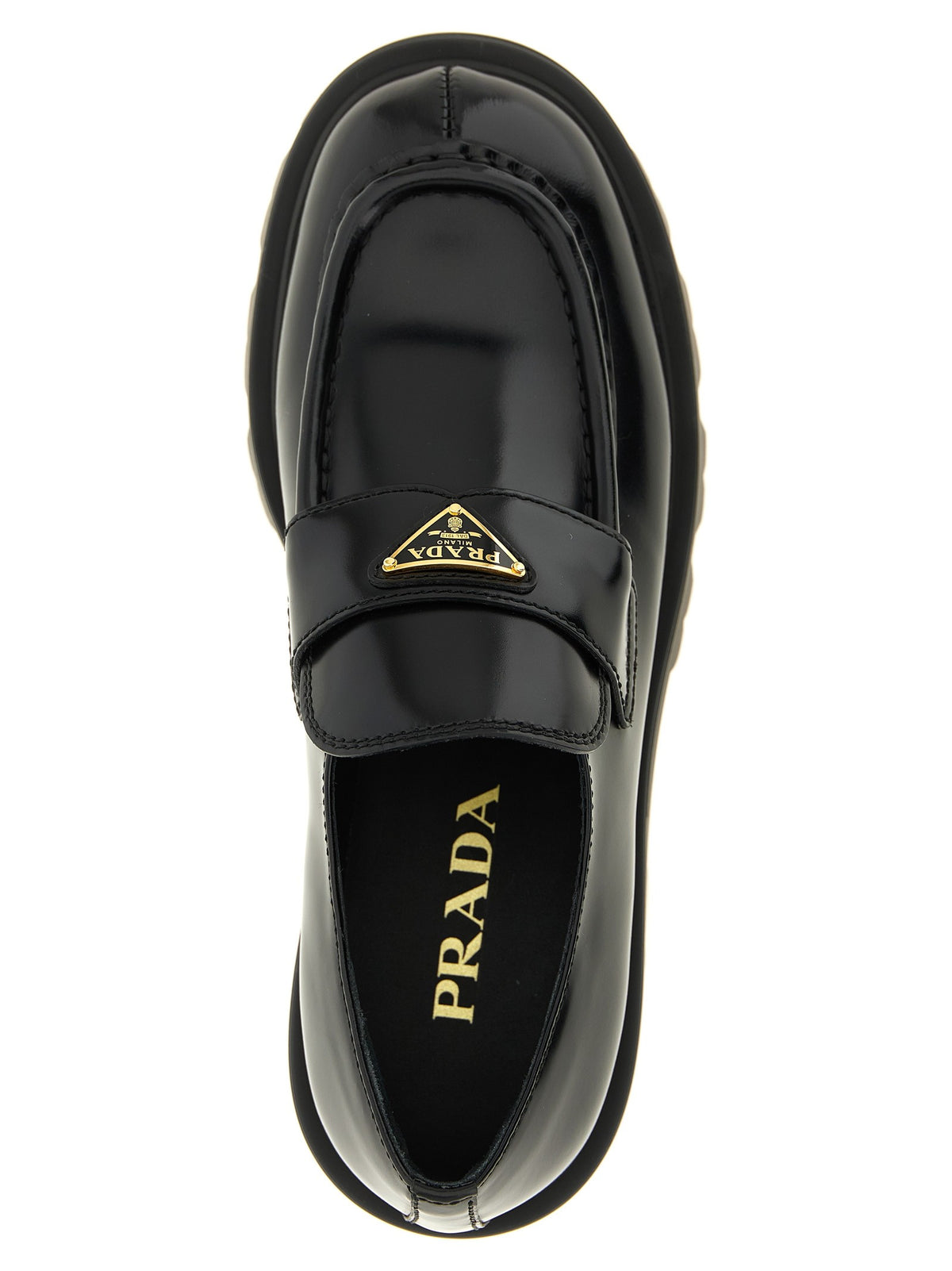 PRADA Brushed Leather Loafers Black